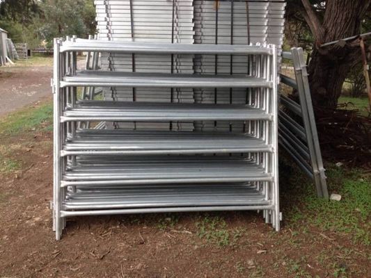1.6m / 1.8m×2.1m Galvanized Corral Fence Panels 6 Rails Round Tube 32mm OD