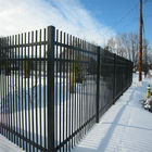 Galvanized &amp; Powder Coating Tube Steel Fencing , Metal Picket Fence With Spear Top